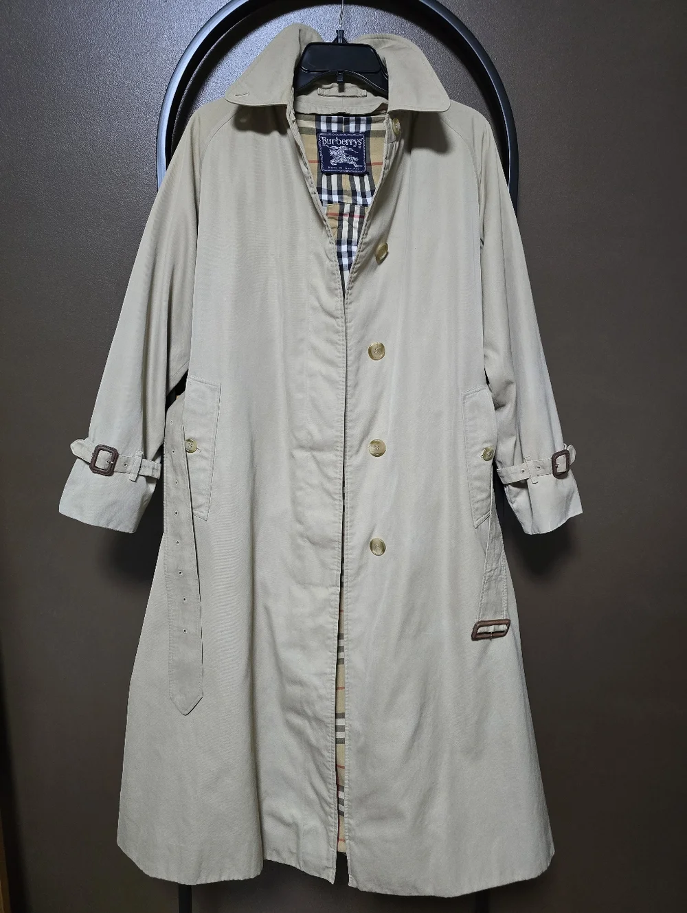 Vintage Burberry Beige Trench Coat with Nova Check Lining - Picture 1 of 10